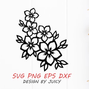 桜 SVG PNG Dxf Eps、桜 SVG、春の花のベクター ファイル、日本の装飾デザイン、ペーパーカット テンプレート、クリカット シルエット カット ファイル