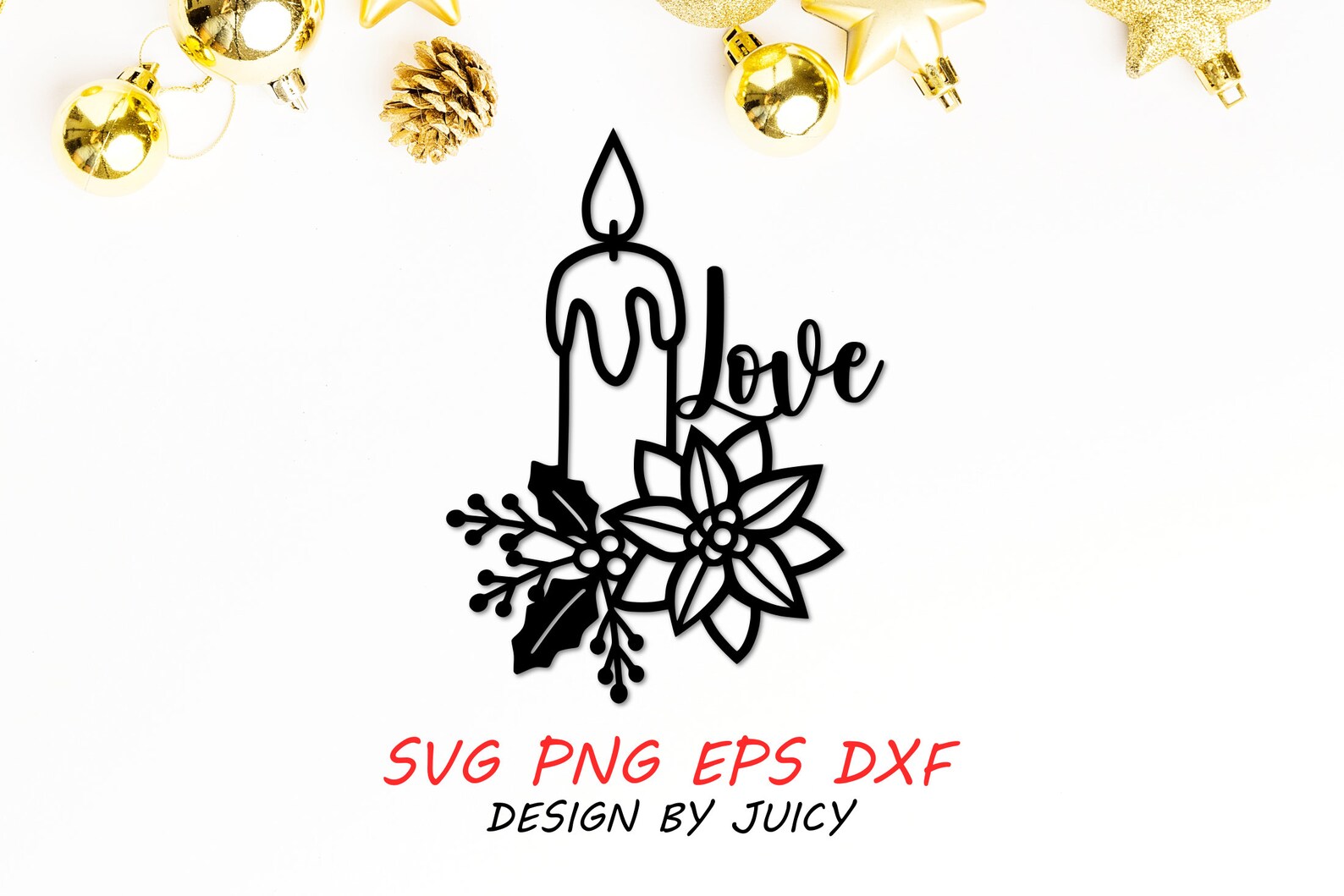 Hope Peace Joy Love Advent Candle Svg Bundle, Christmas Candlestick Svg