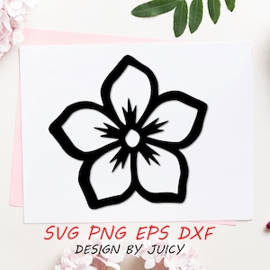 桜の花 SVG PNG DXF EPS、春の桜のモノグラム、花のアウトライン、ペーパーカットテンプレート、クリカットシルエットカットファイル