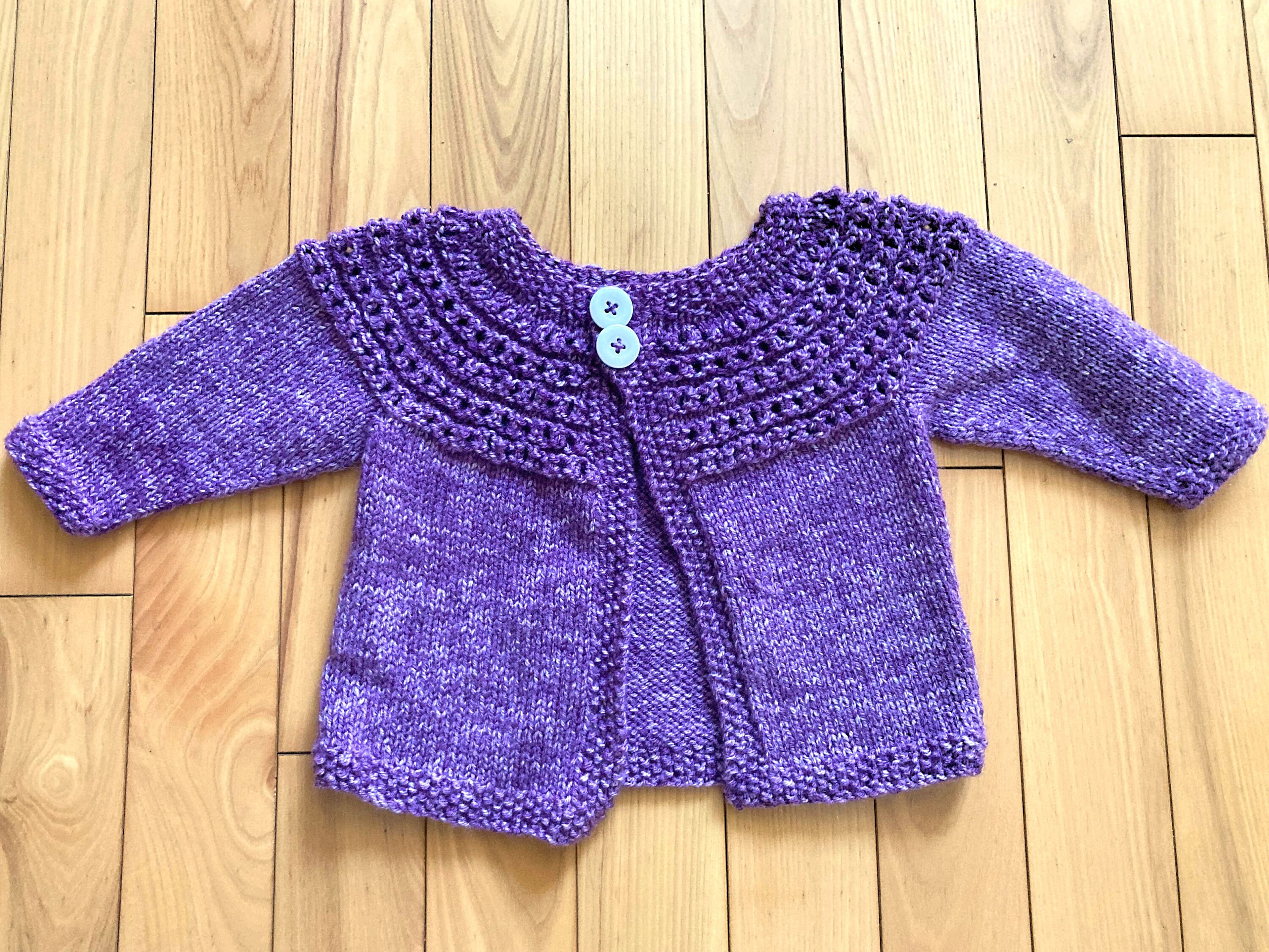 Girls Hand Knit Easter Sweater Cardigan Pink and Purple Size 3 and Size