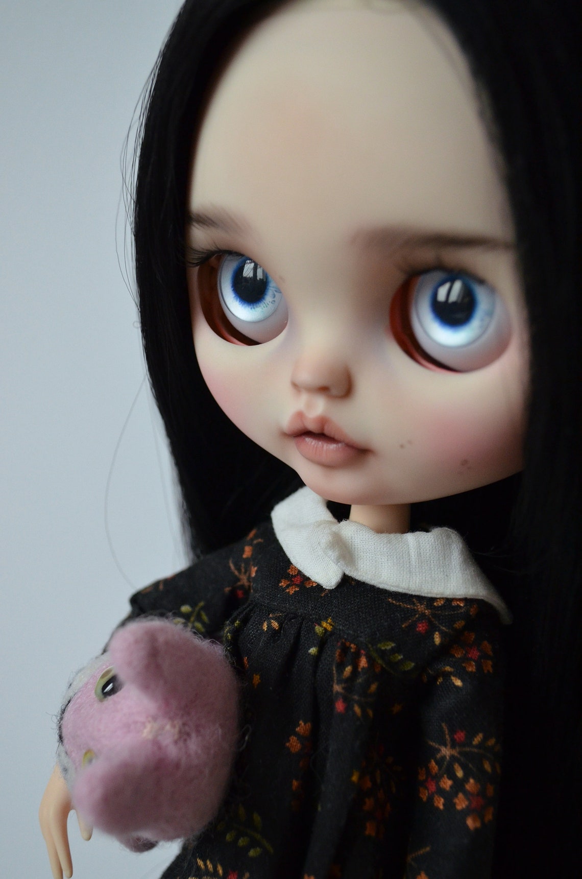 SOLD OUT Blythe custom doll black hair Ooak blythe doll Etsy