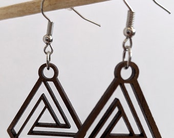 Geometric Triangle Wood Earrings