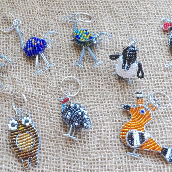 Beaded birds key rings