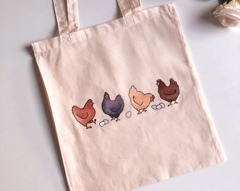 Stofftasche Hühner, Jutebeutel für Hühner-Liebhaber, Spende an Rettet Das Huhn e.V