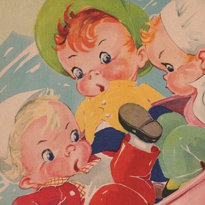 Strofinare un Dub Vintage vivaio dei bambini fasiaio Illustrazione 7x4.5 pollici