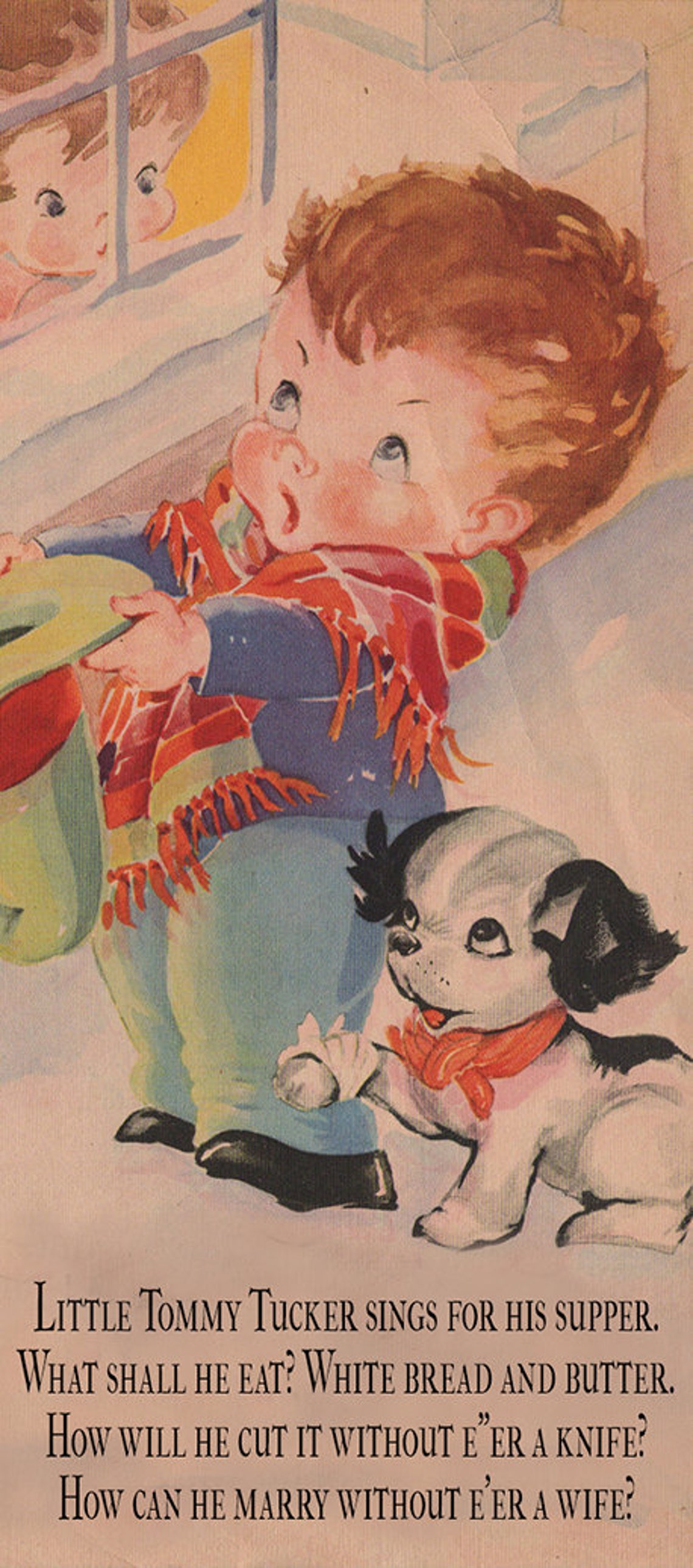 Little Tommy Tucker Vintage kinderliedje rijm Illustratie | Etsy