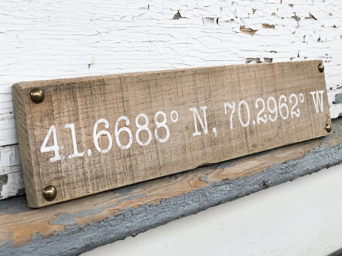 Rustic Barn Wood Cape Cod Coordinates Sign - Etsy