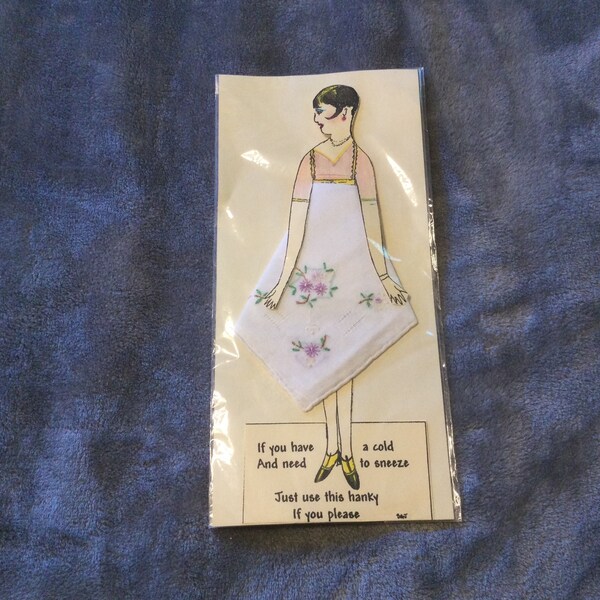 Vintage Hanky Doll Handkerchief Gift Card