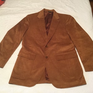 Men’s Sport Coat Jacket Milk Chocolate Brown Leather Buttons