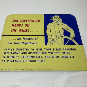 Bank Advertising Sign 1950’s Paper Colorful and Clean