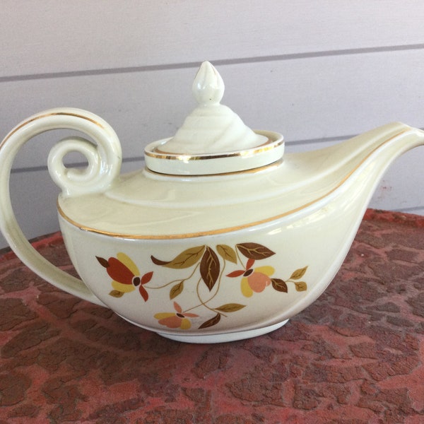 Hall’s Teapot Jewel Tea Autumn Leaf Vintage Aladdin Lid & Infuser