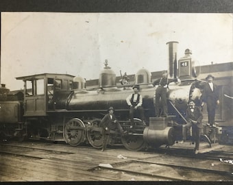 Vintage Photograph Railroad Train Locomotive Mounted Photo