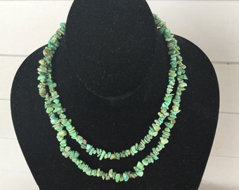 Turquoise Nugget Necklace Vintage 36 Inch Stand