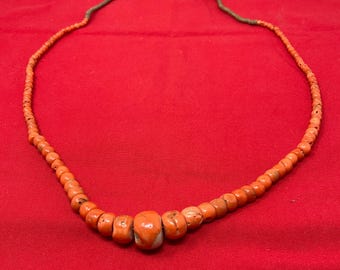 Vintage Natural Coral Necklace Single Strand 34 Inch
