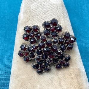Bohemian Garnet Pin Brooch Late 1800’s Snow Flake Shape Vintage Jewelry