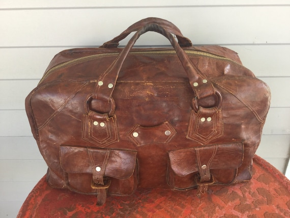 Vintage Leather Bag Suitcase Satchel Soft Quality… - image 1