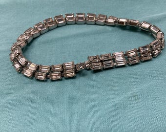 Vintage Tow Row Rhinestone Bracelet