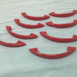 8 Vintage Red Plastic Drawer Handles Pulls Cabinet Door Hardware