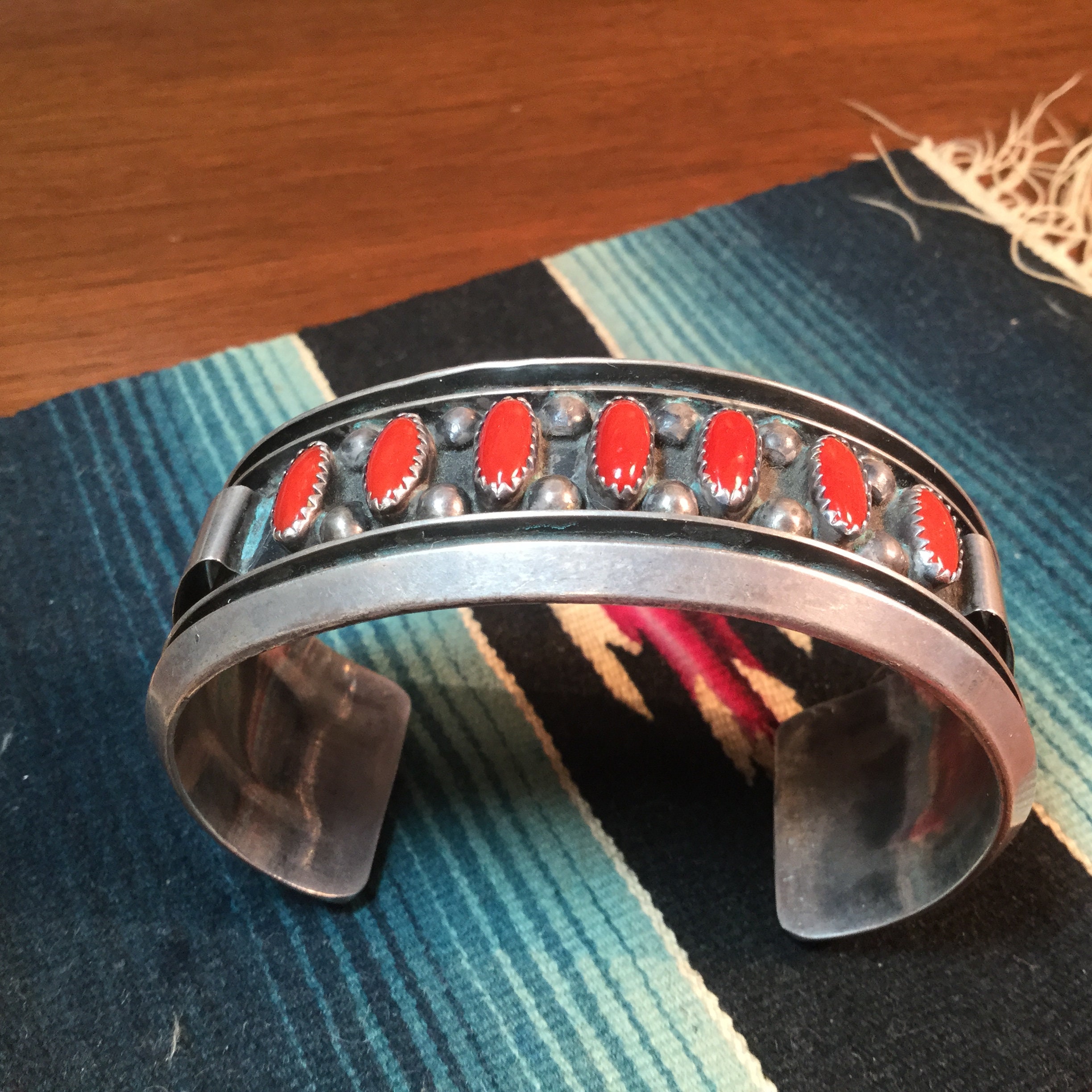 Navajo Coral Bracelet Vintage Sterling Cuff Jackie Singer - Etsy