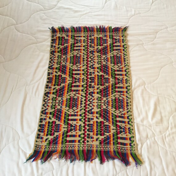 Vintage Colorful Woven Table Runner Reversible Etsy
