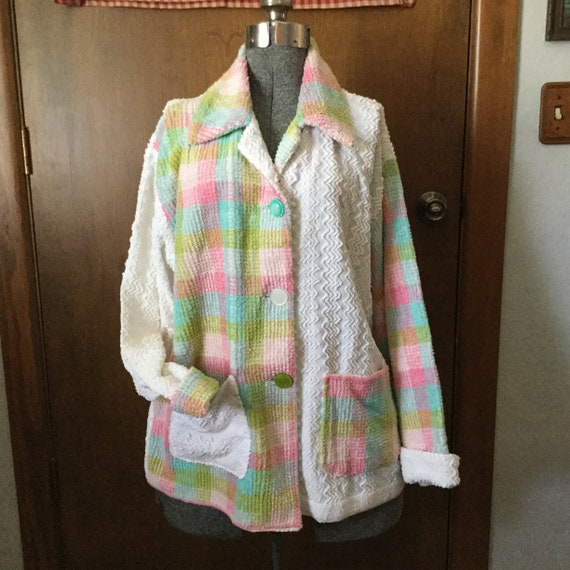 Chenille Woman’s Jacket Cozy Hand Made Vintage FAb