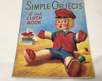 Childs Cloth Book Simple Objects Vintage 1950