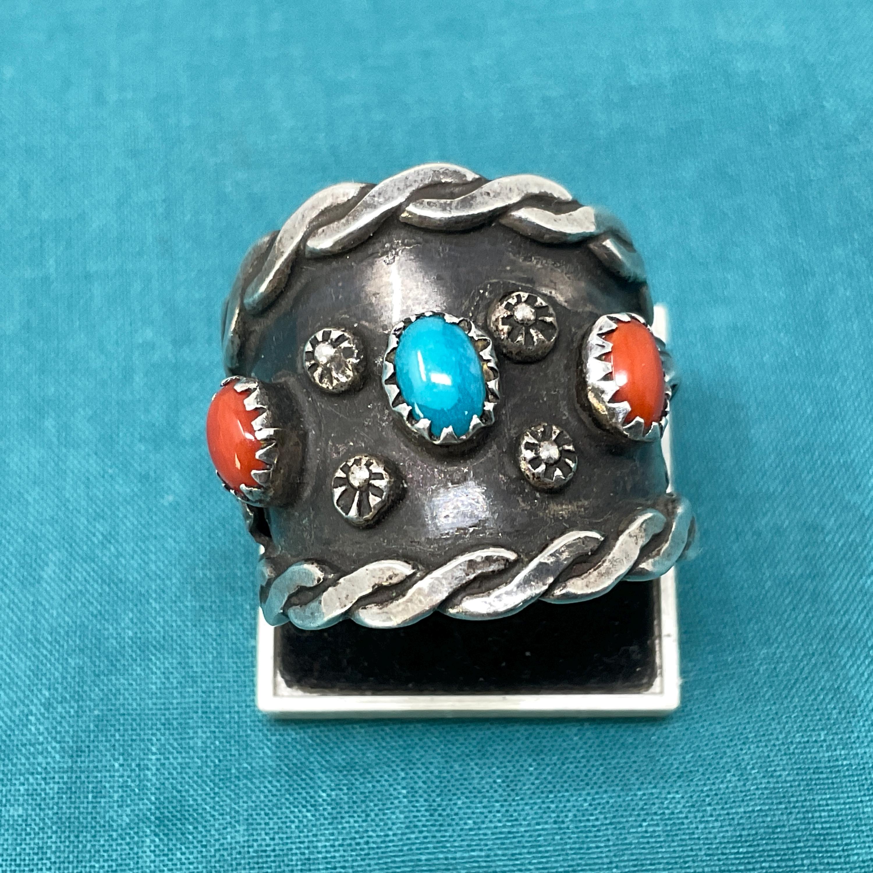 vintage navajo ring 18.5号 Vintage Navajo Turquoise Ring - Four Winds Gallery