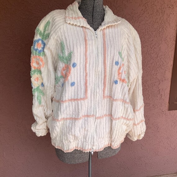 Woman’s Jacket Hand Made Multi-Colored Chenille B… - image 1