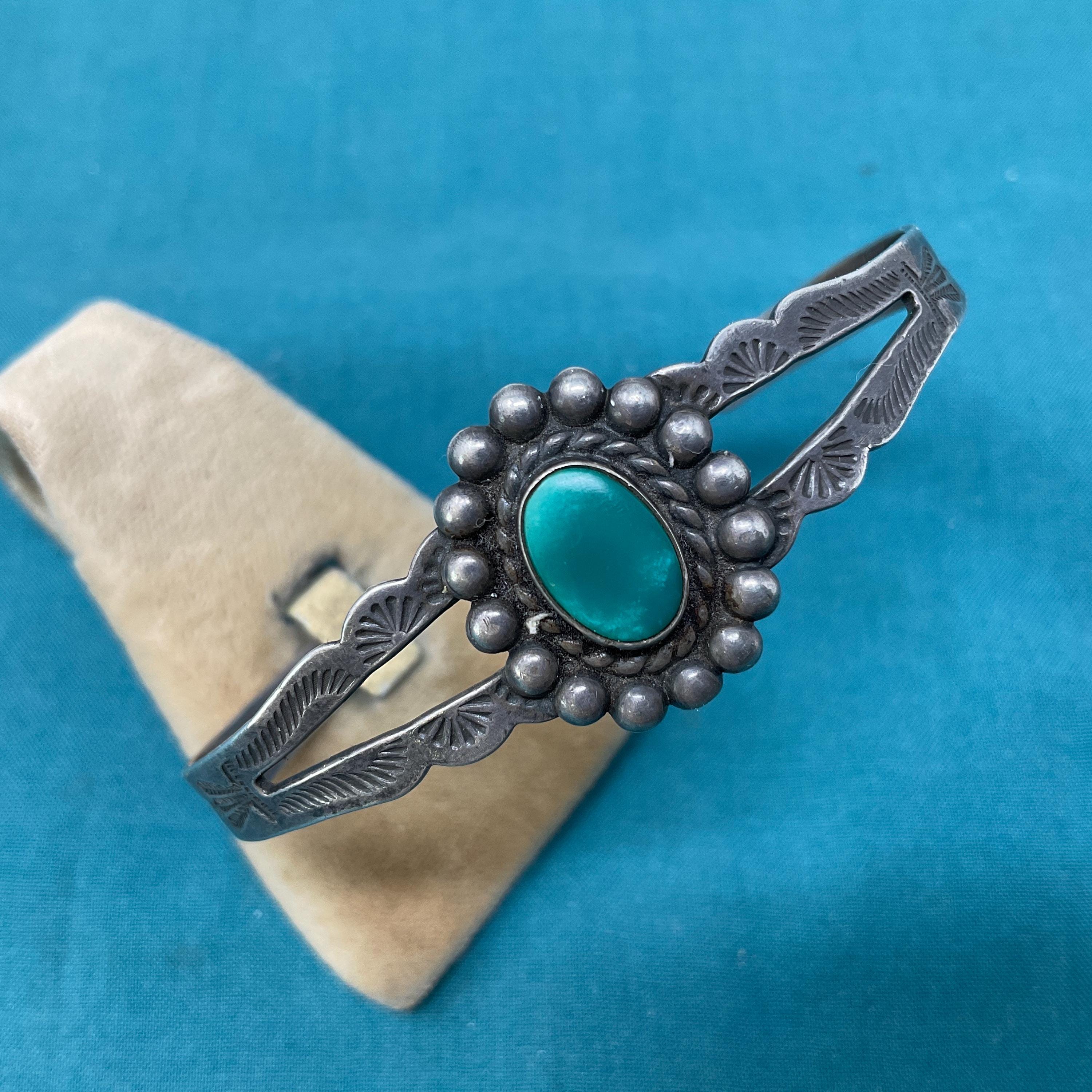Vintage Fred Harvey Turquoise Bracelet Navajo Cuff