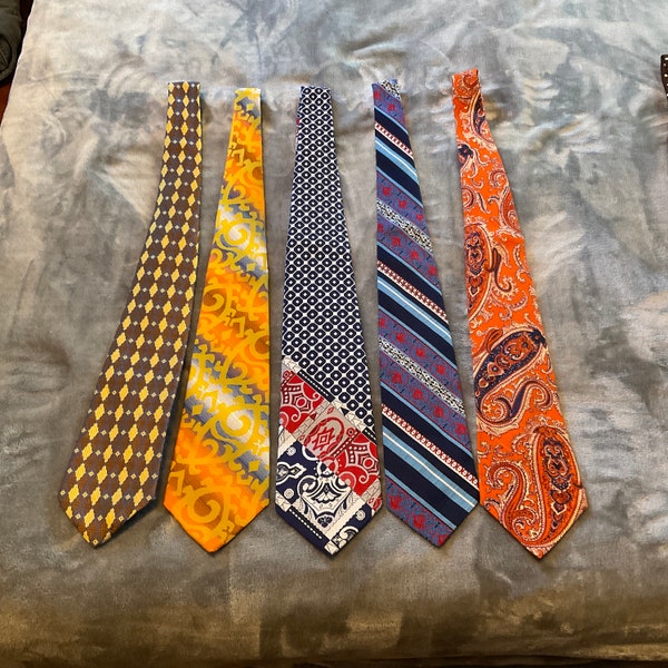 Vintage Brightly Colored Ties Mod Retro 1980-90’s Cool Wide Ties