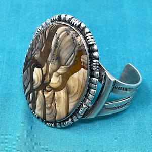 Navajo Bracelet Beautiful jasper Vintage Silver Cuff