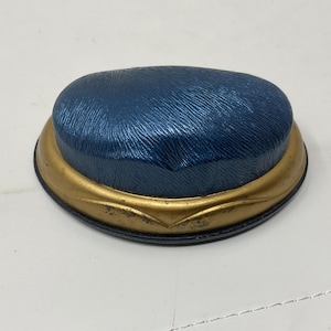 Vintage Ring Box MidCentury Blue and Gold