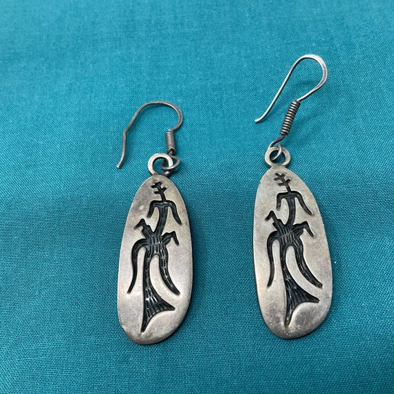 Native American Sterling Earrings Corn Design