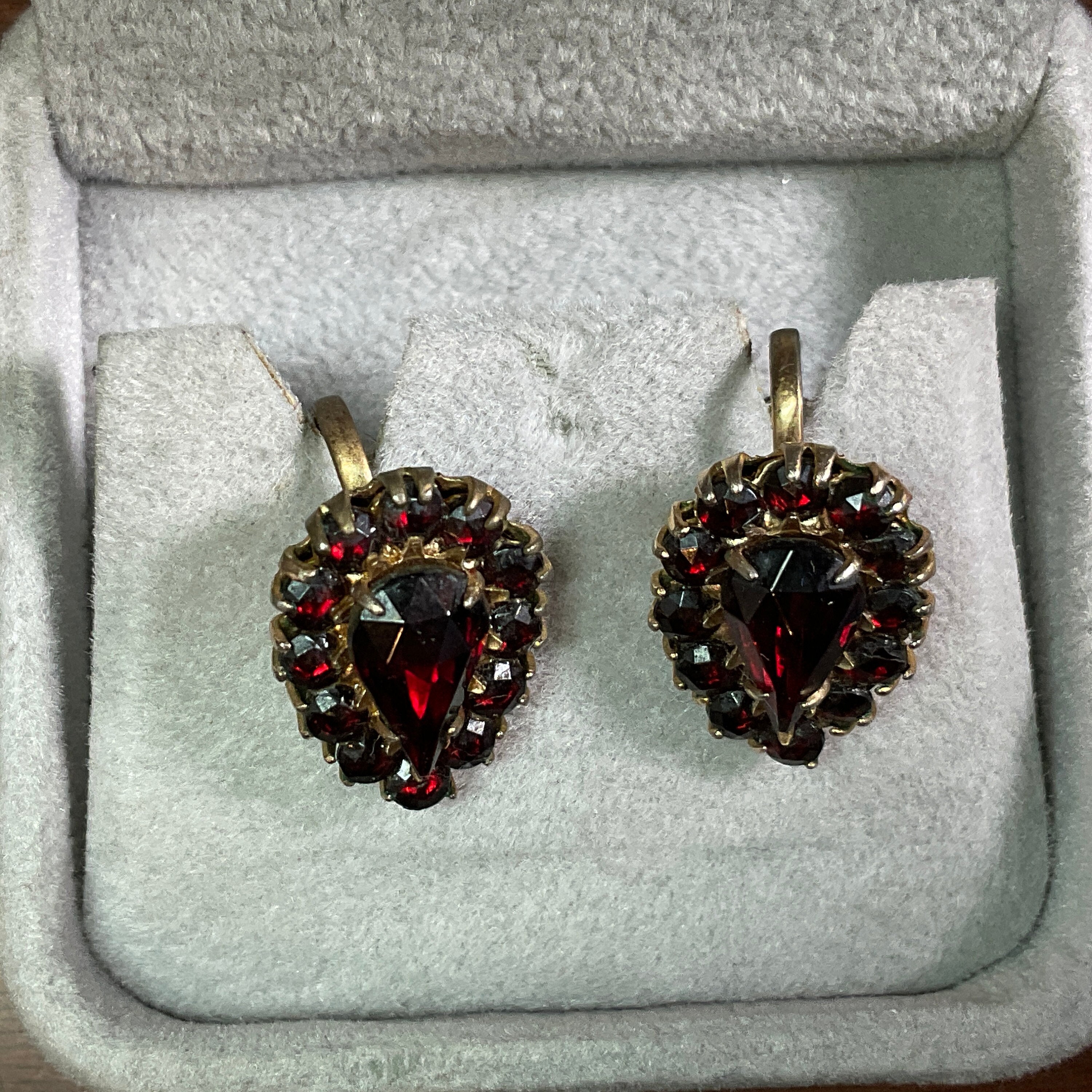 Bohemian Garnet Earrings Late 1800s Screw Backs Vintage Jewelry