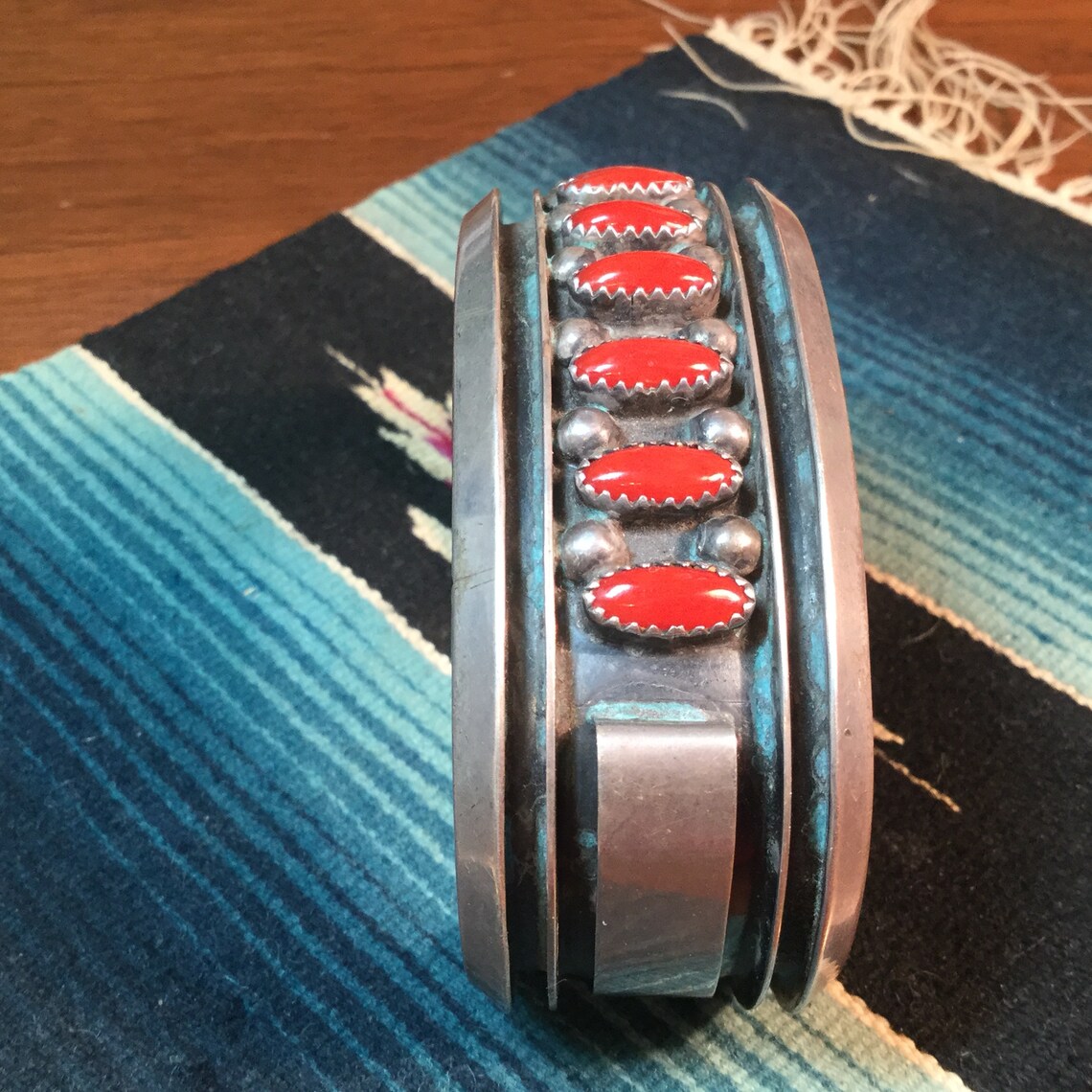 Navajo Coral Bracelet Vintage Sterling Cuff Jackie Singer - Etsy