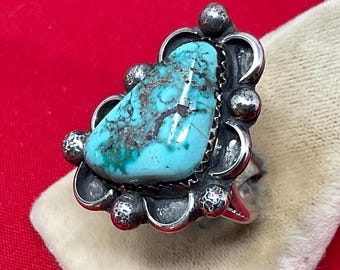 Navajo Turquoise Ring Vintage Sterling Size 7