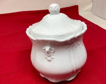 Vintage Sugar Bowl White Porcelain With Lid