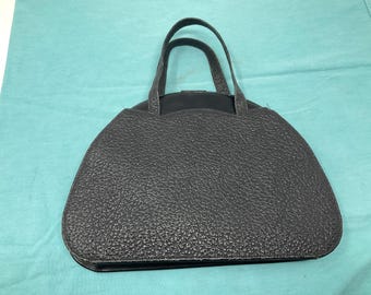 Vintage Black Textured Leather Purse Handbag