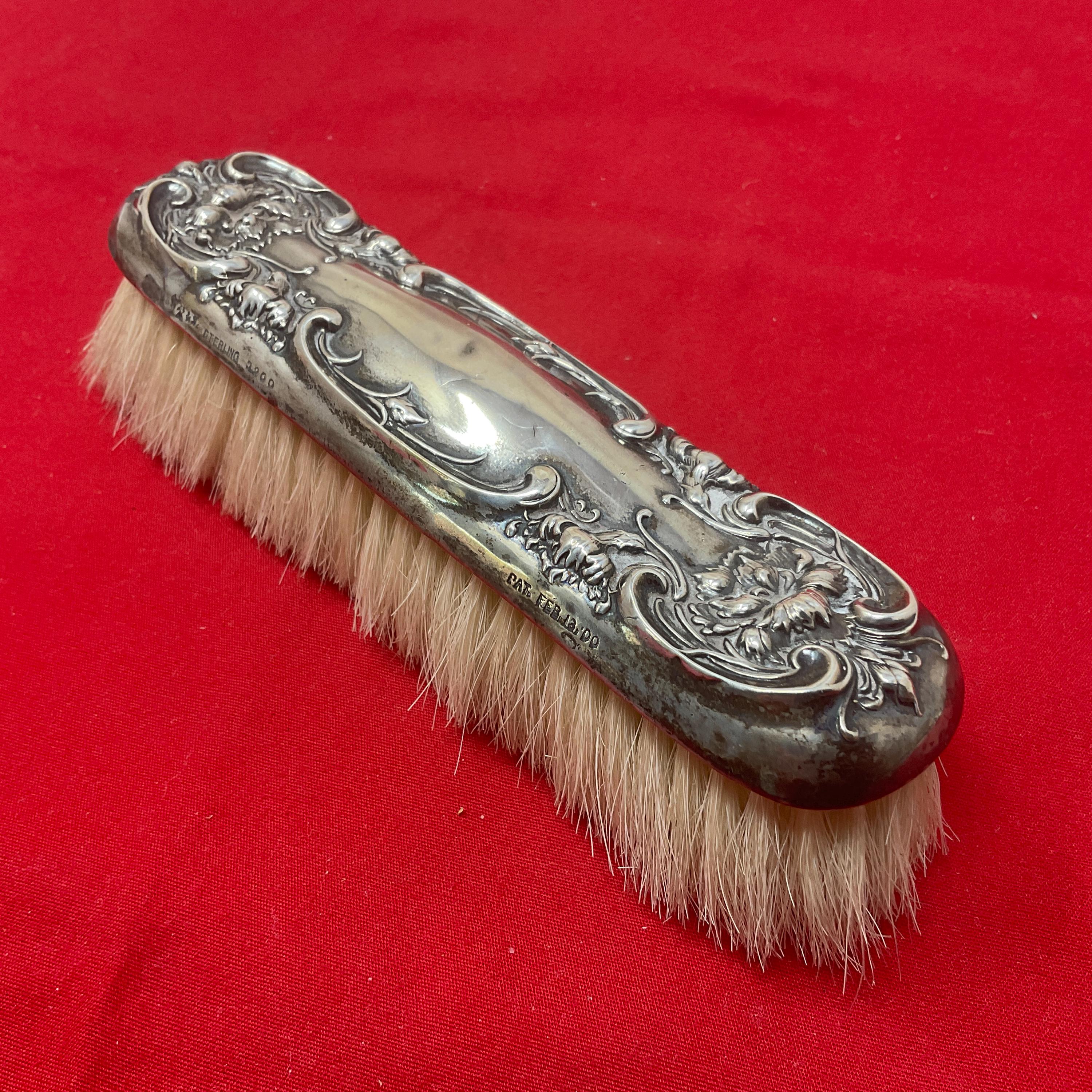 ヴィンテージ調 花柄装飾 ヘアブラシsterling silver