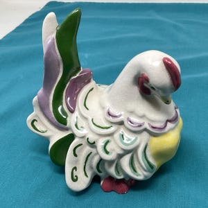 Vintage Ceramic Chicken Figurine Signed 1951