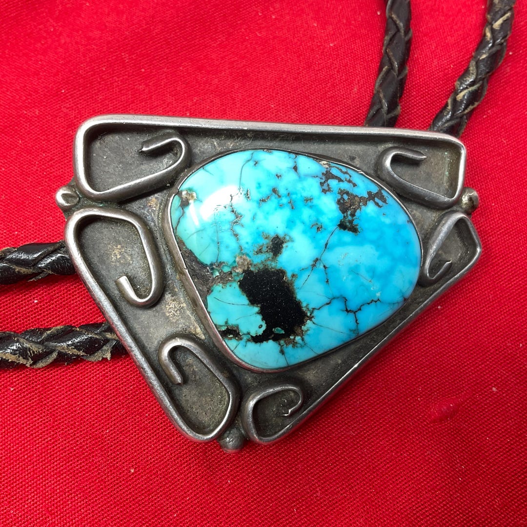 Vintage Turquoise Bolo Tie Navajo Sterling Native American Jewelry - Etsy