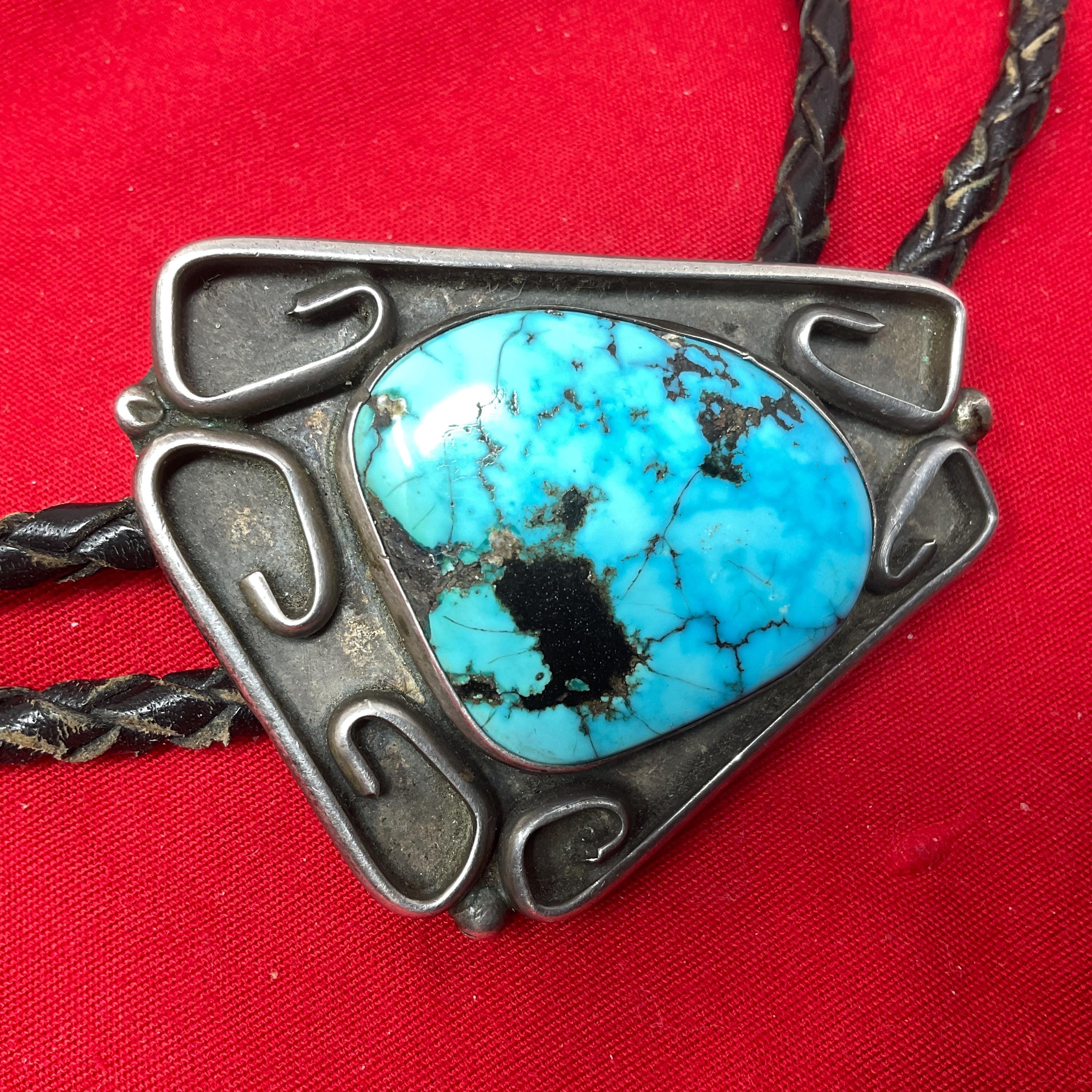 Vintage Turquoise Bolo Tie Navajo Sterling Native American Jewelry - Etsy