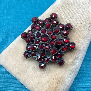 Bohemian Garnet Pin Brooch Late 1800’s Star Shape Vintage Jewelry