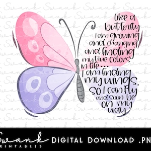 Schmetterling png, Positiver Spruch png, Schmetterlinge, Sublimation, Schmetterling Clipart, Digitaler Download, Printable, USA png