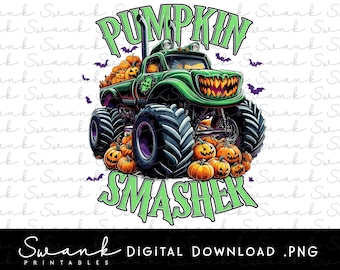 Kürbis Smasher, Halloween LKW, Gruseliger LKW, Halloween png, Monster LKW, Kürbis LKW, Jungen LKW, Spaß Jungen Halloween Png