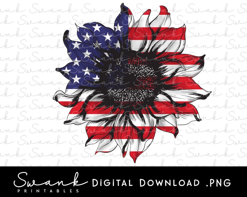 Download Sunflower flag png American Flag PNG 4th of July | Etsy