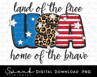 4th of July png, Leopard Print, Fourth of July png, America png, USA png, Digital Download, Printable, Instant Download, USA sublimation