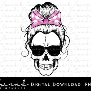 Messy Bun Skull, Skull Png, Sugar Skull, Messy Bun Sublimation, Halloween Mom Png, Téléchargement numérique, Mom Life, Téléchargement instantané, Dead Tired