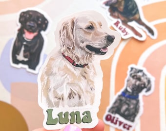 Custom Pet Portrait Sticker, Custom Dog Sticker, Custom Cat Sticker, Dog Portrait Sticker, Dog Water Bottle Sticker, Pet Lover Gift
