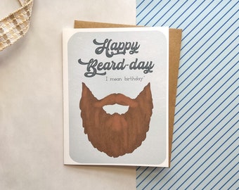 Happy Beard Day Card, Beard Birthday Card, Manly Birthday, Guy Birthday Card, Dad Birthday Card